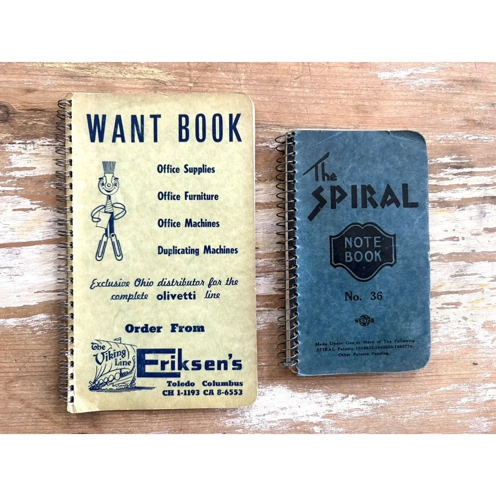 Vintage office supply advertising memo spiral bound notebooks Westab 1940s 1950s